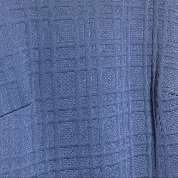 Neiman Marcus navy blue dress textured plaid print back accent zipper size 12 - Picture 3 of 5